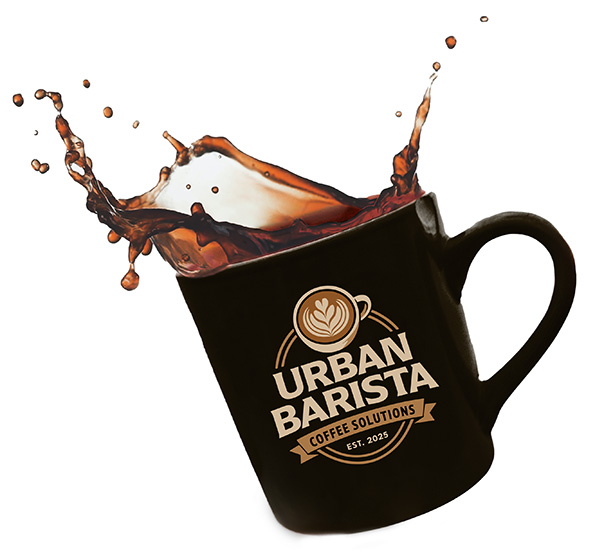 Urban Barista logo on a cup of coffee